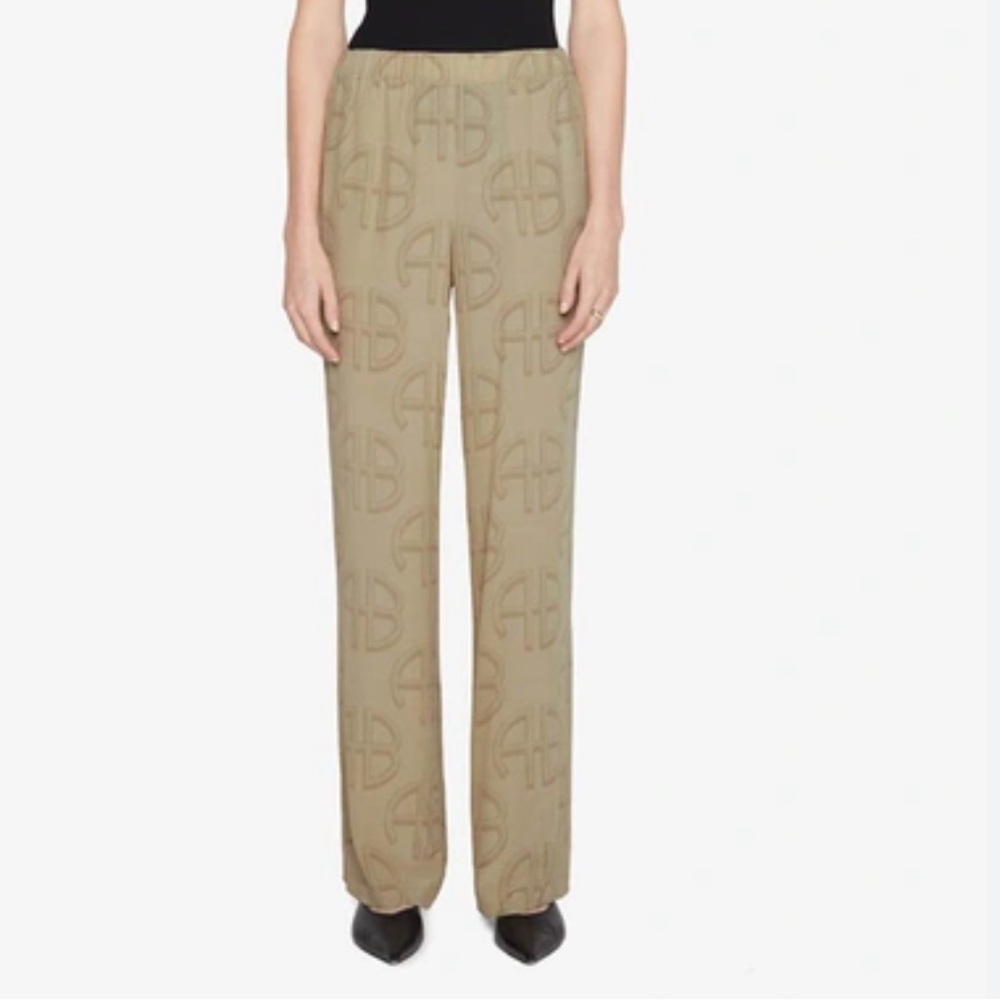 ANINE BING Owen Pant In Celadon Monogram Print‎